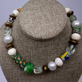 Semi-Precious Stone and Myoka Pearl Necklace | F