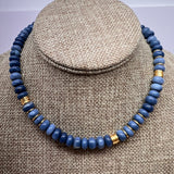 Blue Opal and Gold Beads Choker | 15"