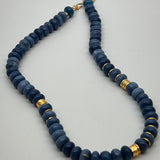 Blue Opal and Gold Beads Choker | 15"