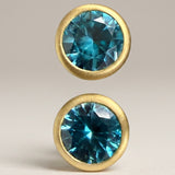 KCTS - Blue Zircon Round Bezel Earring | 3.31ct