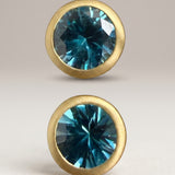 KCTS - Blue Zircon Round Bezel Earring | 3.25ct