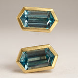 KCTS - Blue Zircon Hexagon Bezel Earring | 4.01ct