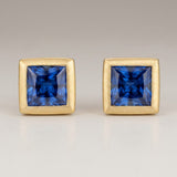 KCTS - Blue Sapphire Square Bezel Earring | 0.97ct