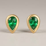 KCTS - Tsavorite Garnet Pear Shape Bezel Earring | 0.64ct