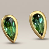 KCTS - Green Tourmaline Pear Shape Bezel Earring | 1.49ct