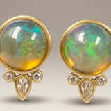 KCTS - Opal Round Bezel with Diamonds Earring | 2.18/0.12ct
