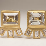 KCTS - White Sapphire Baguette Bezel White/Diamond Earring | 2.40/0.26ct