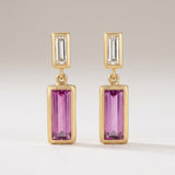 KCTS - Pink Sapphire Baguette Bezel with Diamond Earring | 1.54/0.37ct