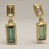 KCTS - Teal Sapphire/Diamond Baguette Bezel Earring | 0.97/0.13ct