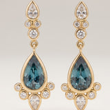 KCTS - Montana Sapphire Pear Shape Bezel with Diamonds Earring | 2.17/0.55ct