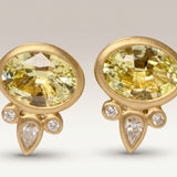 KCTS - Chrysoberyl Oval Bezel With Diamonds Earring | 2.21/0.13ct
