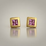KCTS - Pink Sapphire Square Big Bezel Earring | 0.58ct