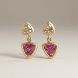 KCTS - Pink Sapphire/White Sapphire Trillion Bezel Earring | 1.65/0.56ct