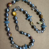 Necklace-Mid-length | Tahitian w/ Semi- precious stones and diamond clasp