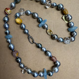 Necklace-Mid-length | Tahitian w/ Semi- precious stones and diamond clasp