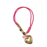 Puffy Heart Charm with Accents on Pink Chord | 18"
