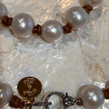 Round Pearls Choker w/ Silver Pave lobster clasp