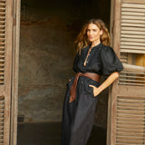 LT - Bubble Linen Top | Black