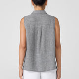 EF - Sleevless Shirt w/ Collar | Black/White