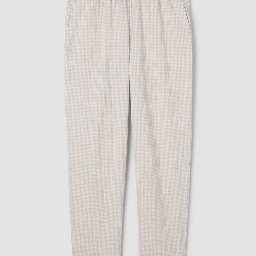 EF - Pucker Check Tapered Pant | Chalk