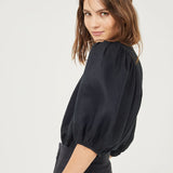 LT - Bubble Linen Top | Black