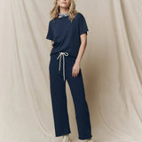 TG - Wide Leg Cropped Sweatpant | Navy
