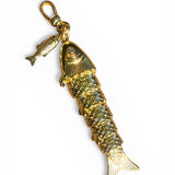 Large Gold Fish with Baby Fish Charm | gold