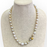 Mid-length | South Sea Pearls, Gold Silver Diamond Clasp | 24"