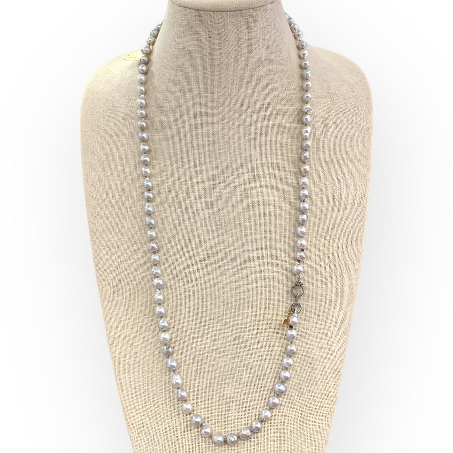 Necklace | Akoya Pearls, Silver Toned | 32