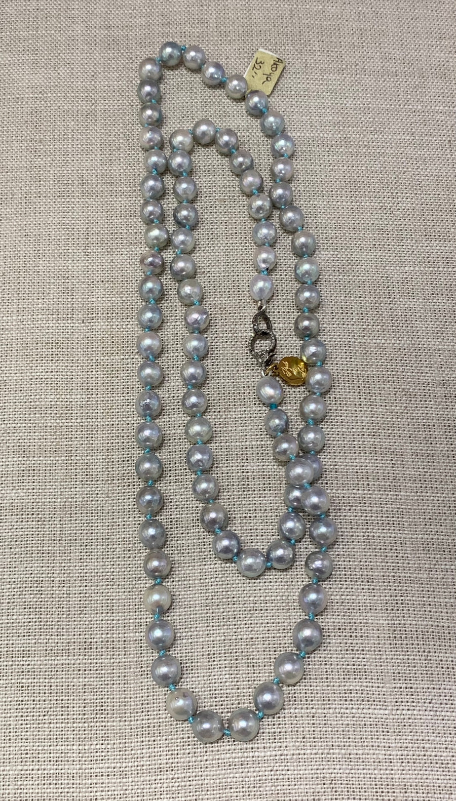 Necklace | Akoya Pearls, Silver Toned | 32