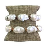 Small Baroque Pearls on Leather Bracelet