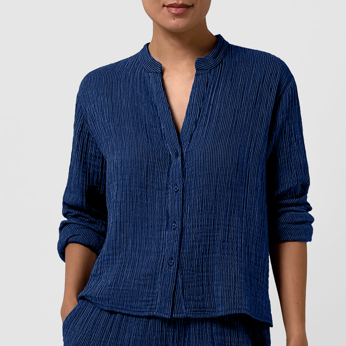 EF - Mandarin Collar Cut-Away Short Shirt | Deep Dive