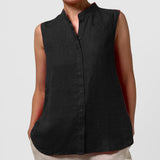 EF - Mandarin Collar Sleeveless Shirt | Black