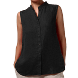 EF - Mandarin Collar Sleeveless Shirt | Black