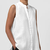 EF - Mandarin Collar Sleeveless Shirt | White