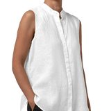 EF - Mandarin Collar Sleeveless Shirt | White