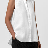 EF - Mandarin Collar Sleeveless Shirt | White
