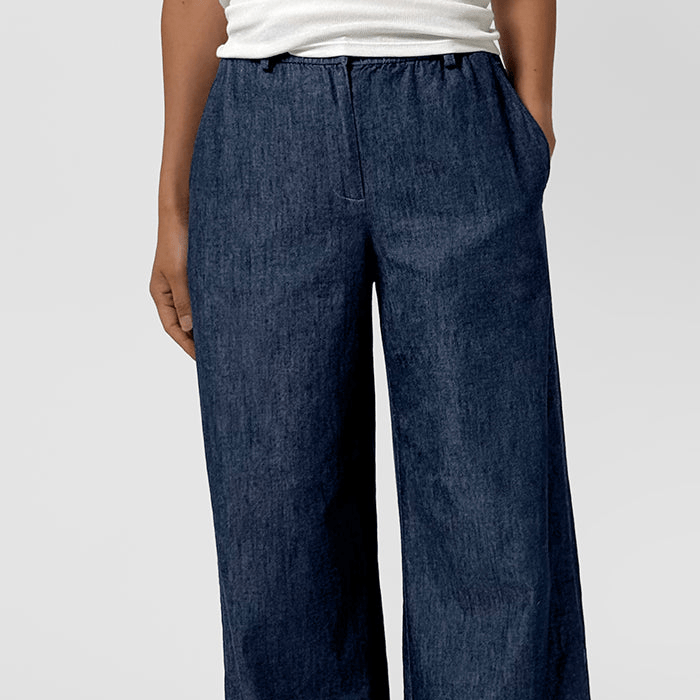 EF - High Waisted Wide Trouser | Dark Indigo