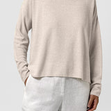 EF - Jewel Neck Sweater with Side Slits | Natural White