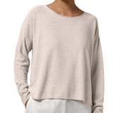 EF - Jewel Neck Sweater with Side Slits | Natural White