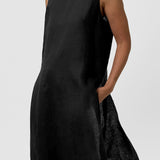 EF - Round Neck Sleeveless Tunic w/ High Slits | Black