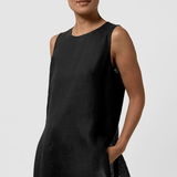 EF - Round Neck Sleeveless Tunic w/ High Slits | Black