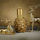 ZX - Golden Pine Cone Pillar Candle Holder