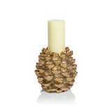 ZX - Golden Pine Cone Pillar Candle Holder