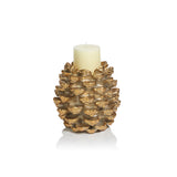 ZX - Golden Pine Cone Pillar Candle Holder