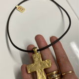 Choker | Plated Cross on Leather