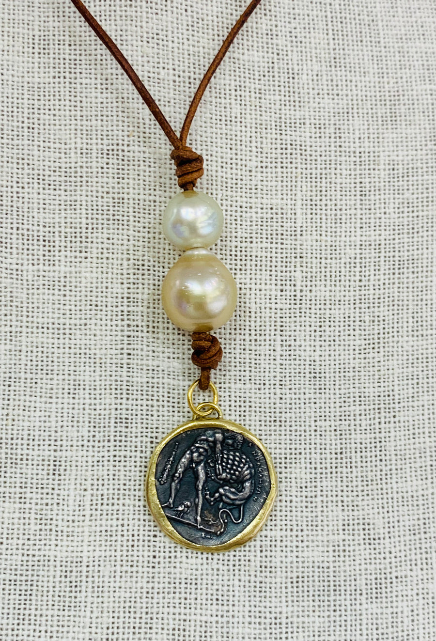 Mid-length | South Sea Pearls w/ Coin Pendant