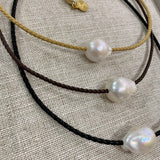 Choker | Large Baroque Freshwater Pearl on Braided Leather