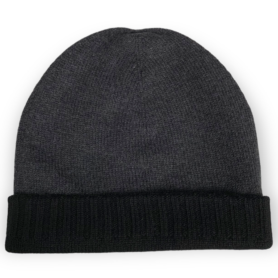 CL - Cashmere Reversible Beanie | Charcoal