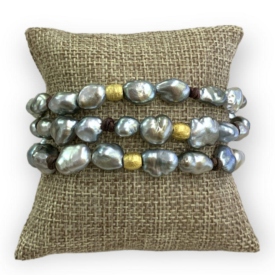 Bracelet | Keshi Pearls w/ 18K Rondell